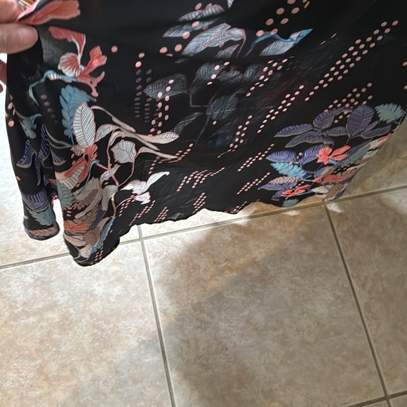 Japana Black wrap/kimona medium blue floral orchids Pink Polka Dots fabulous - Picture 12 of 16